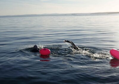 Amanda Love and Dave Astins swimming around Skomer in August 2022